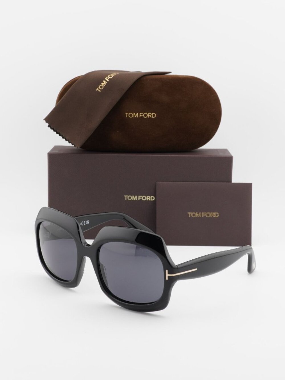 Tom Ford Ren FT1155 01A Square Sunglasses - Black / Smoke
